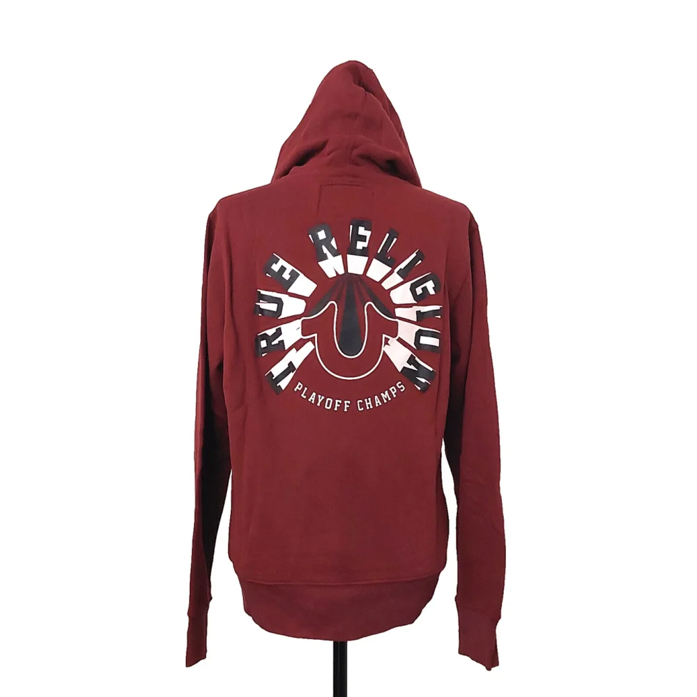 True Religion Brand Jeans Playoff Champs Raglan Hoodie Sweatshirt Size M NWT - Picture 7 of 16
